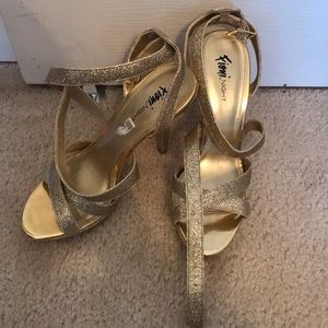 Gold sparkly heels